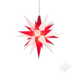Original Herrnhuter Weihnachtsstern Kunststoff A1 - 13 cm weiß-rot  inkl. LED E10