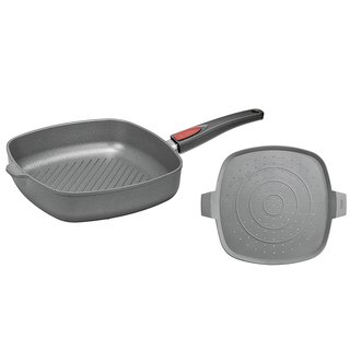 Woll Nowo Titanium Induction Line Guss - Steakpfanne eckig 28 cm 6,5 cm hoch inkl. Spritzschutz