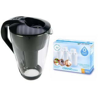 Dafi Glas-Wasserfilter classic 2 Liter schwarz 6 Kartuschen